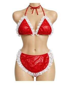 BNWT Allure Lingerie Red & White Lace Two-Piece Set – Style 18-2047